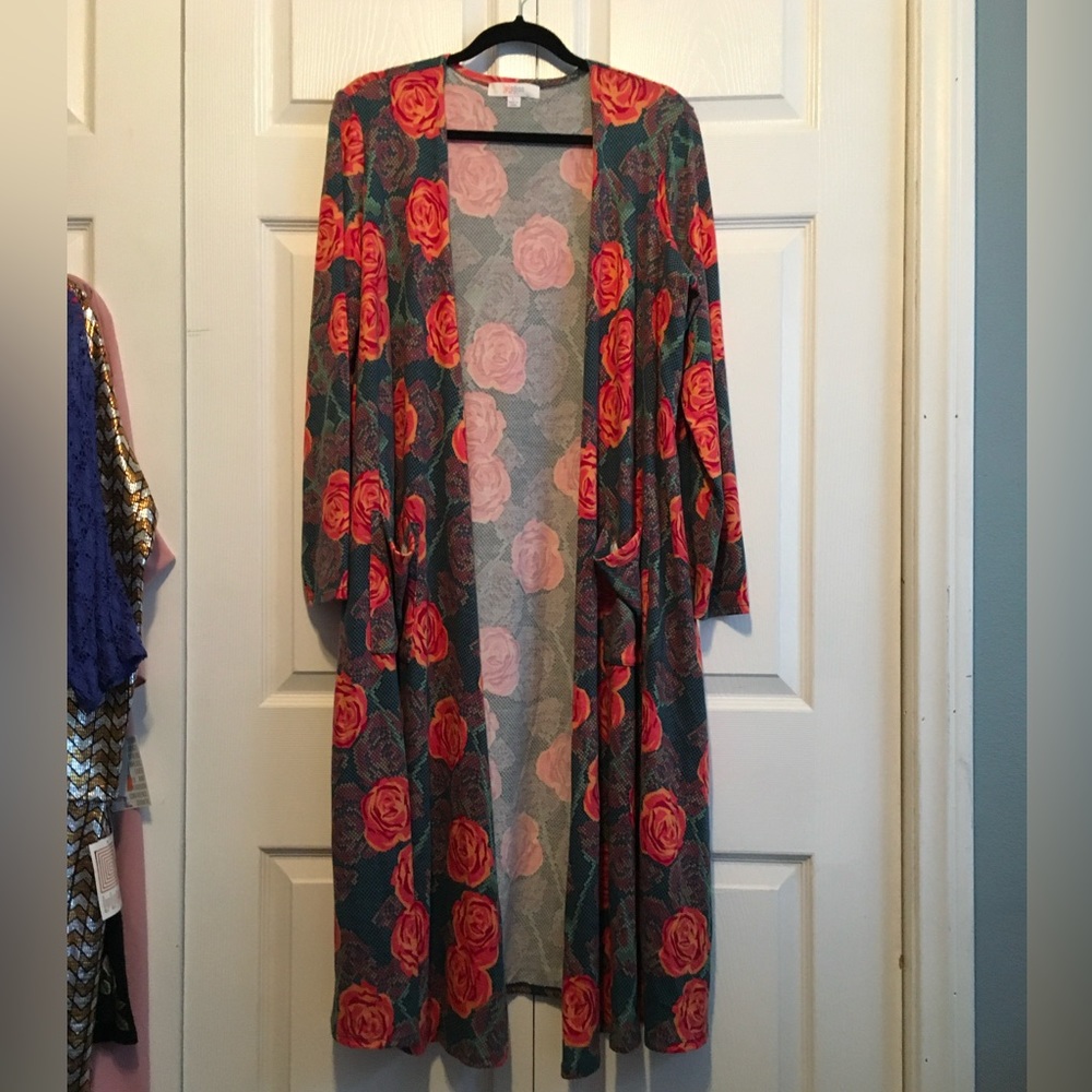 Lularoe long sweater duster floral large
